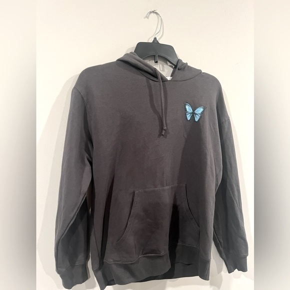 New Rebellious One Juniors Long-Sleeve Hooded Rose Sweatshirt X-Small charcoal - Picture 6 of 6